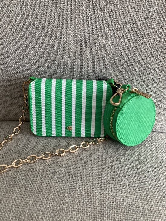 kate spade Handbags - kate spade Green and White Striped Crossbody Wallet with Round Coin Pouch